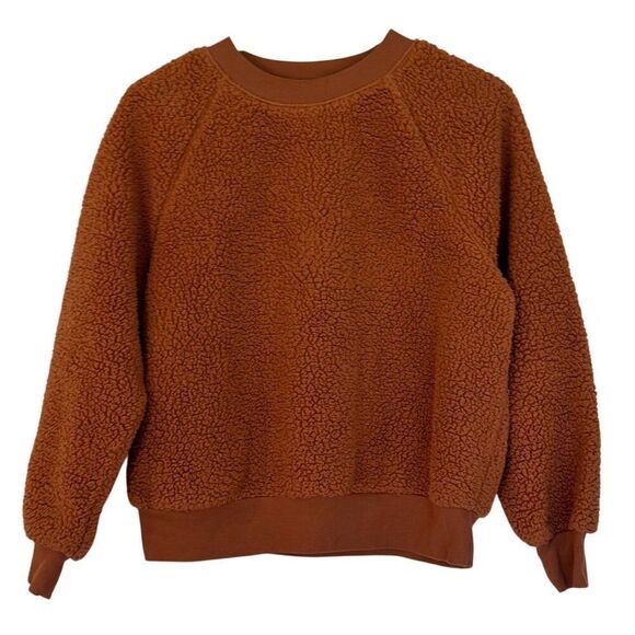 Old Navy burnt orange Sherpa crewneck sweater small - Picture 2 of 9